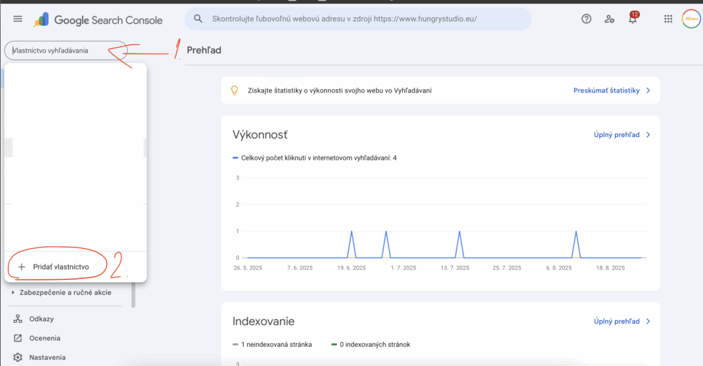 Ako pridať prístup / založiť do Google Search Console?